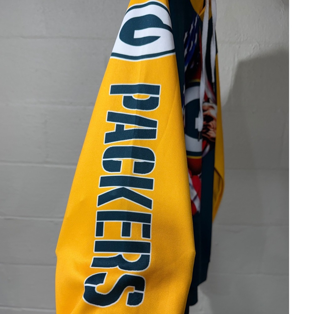 Patriotic Green Bay Packer USA Flag Graphic Hoodie Pullover L/XL Unisex Football - Picture 6 of 7
